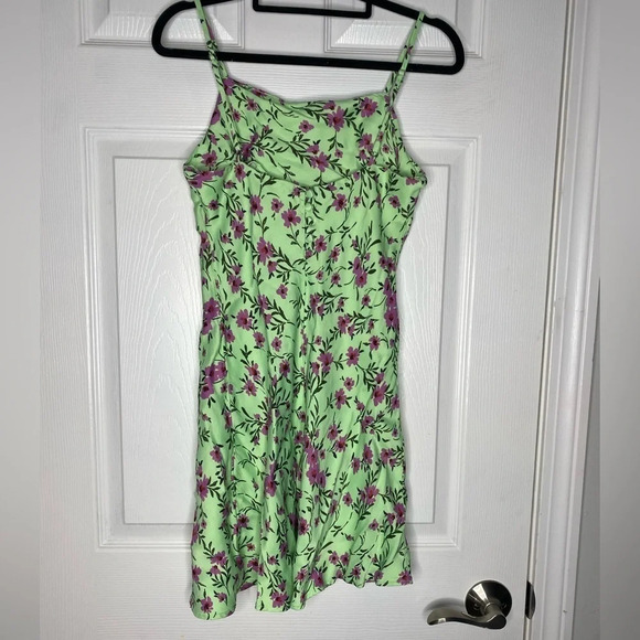 ZARA Green/Pink Floral Mini Dress Size Medium‎ - Picture 4 of 8
